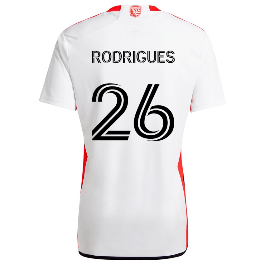 Criança Camisola Rodrigues #26 Branco Vermelho Alternativa 2024/25 Camisa