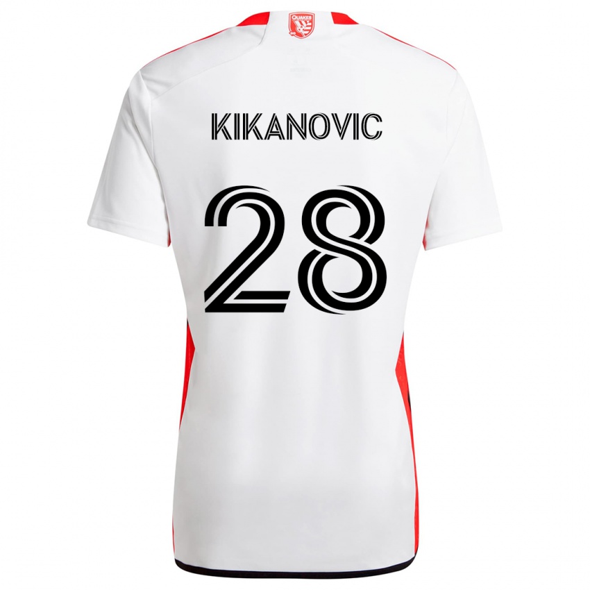 Criança Camisola Benjamin Kikanovic #28 Branco Vermelho Alternativa 2024/25 Camisa