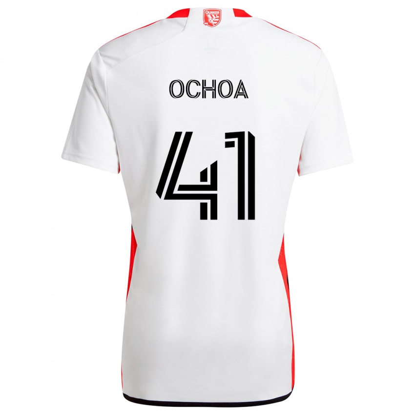 Criança Camisola Emmanuel Ochoa #41 Branco Vermelho Alternativa 2024/25 Camisa