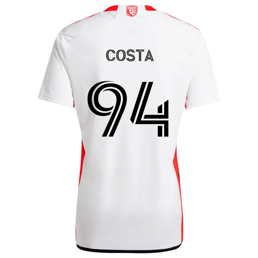 Criança Camisola Vítor Costa #94 Branco Vermelho Alternativa 2024/25 Camisa