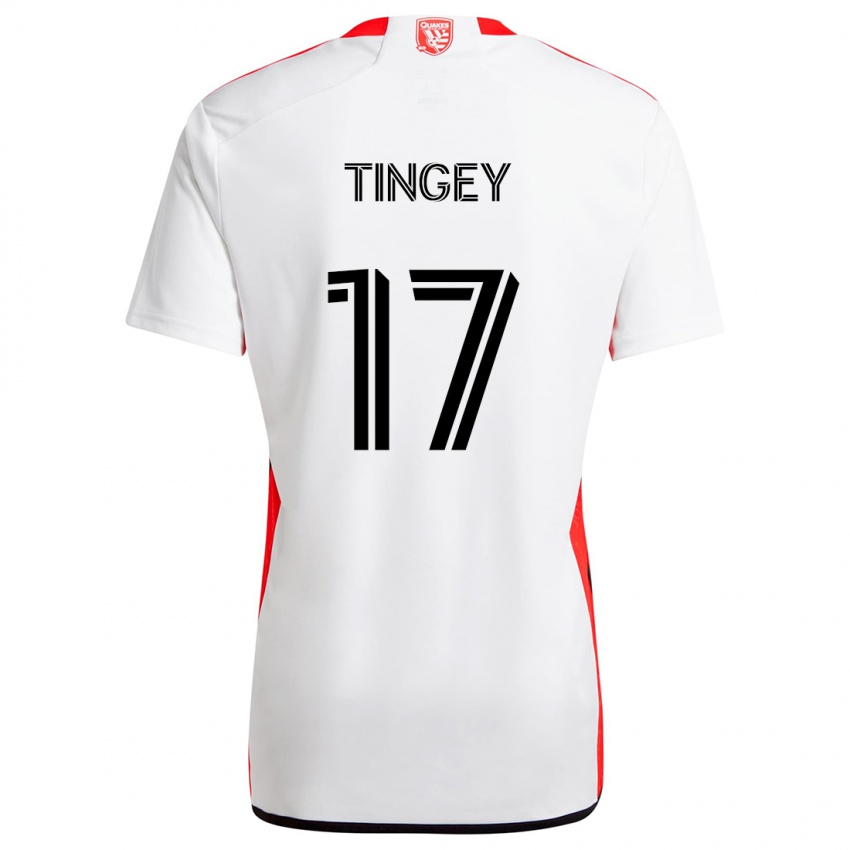 Criança Camisola Keegan Tingey #17 Branco Vermelho Alternativa 2024/25 Camisa