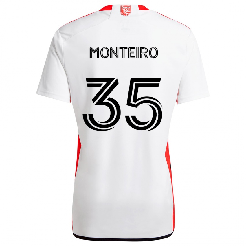 Criança Camisola Jamiro Monteiro #35 Branco Vermelho Alternativa 2024/25 Camisa