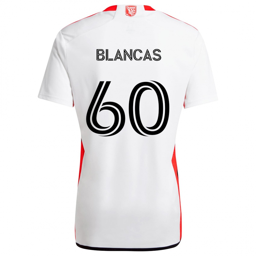 Criança Camisola Eduardo Blancas #60 Branco Vermelho Alternativa 2024/25 Camisa