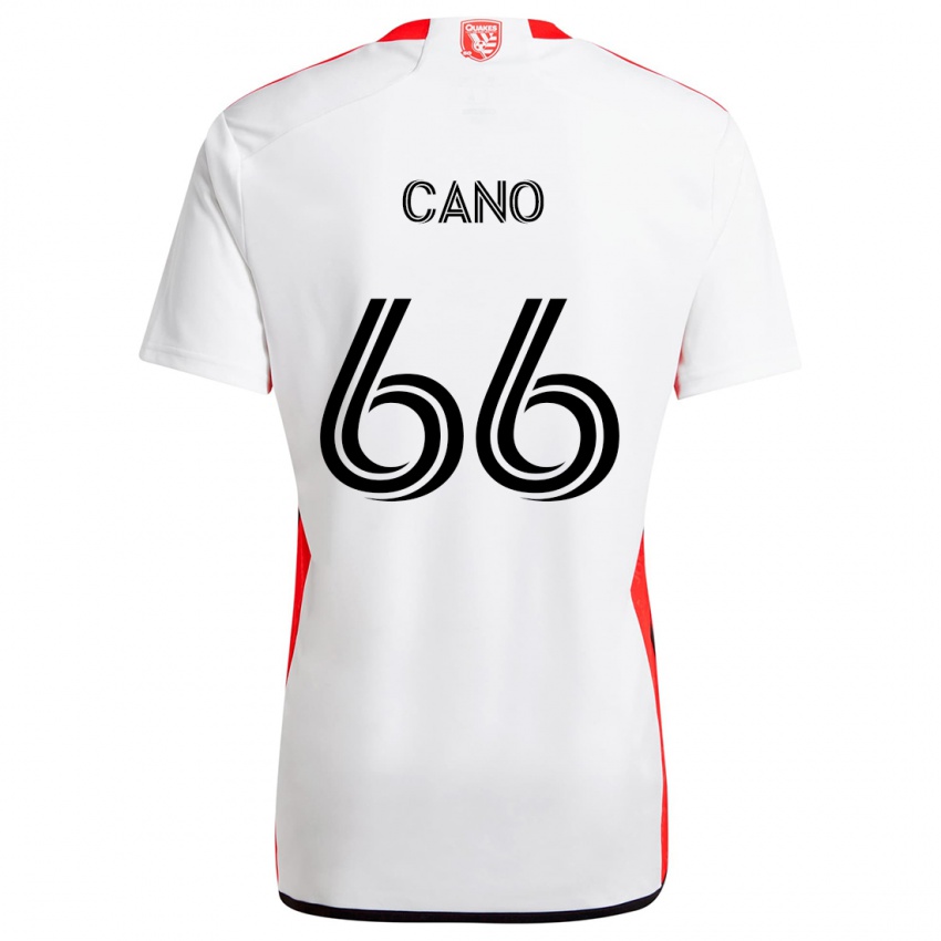 Criança Camisola Alejandro Cano #66 Branco Vermelho Alternativa 2024/25 Camisa