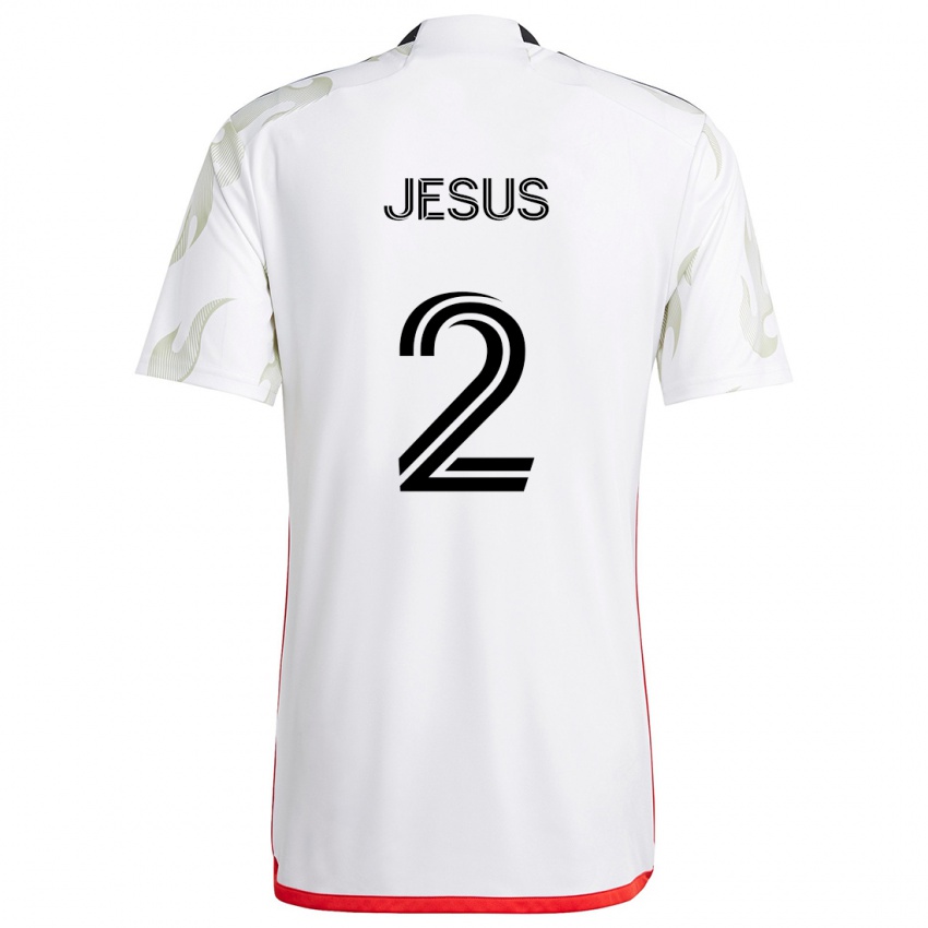 Criança Camisola Geovane Jesus #2 Branco Vermelho Preto Alternativa 2024/25 Camisa