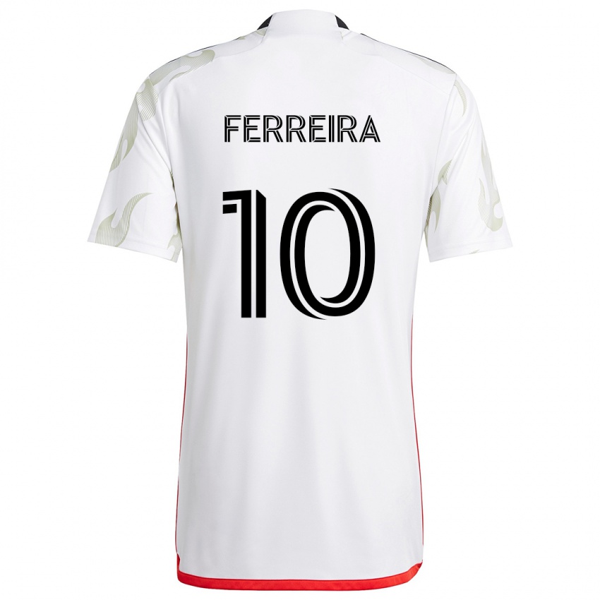 Criança Camisola Jesús Ferreira #10 Branco Vermelho Preto Alternativa 2024/25 Camisa