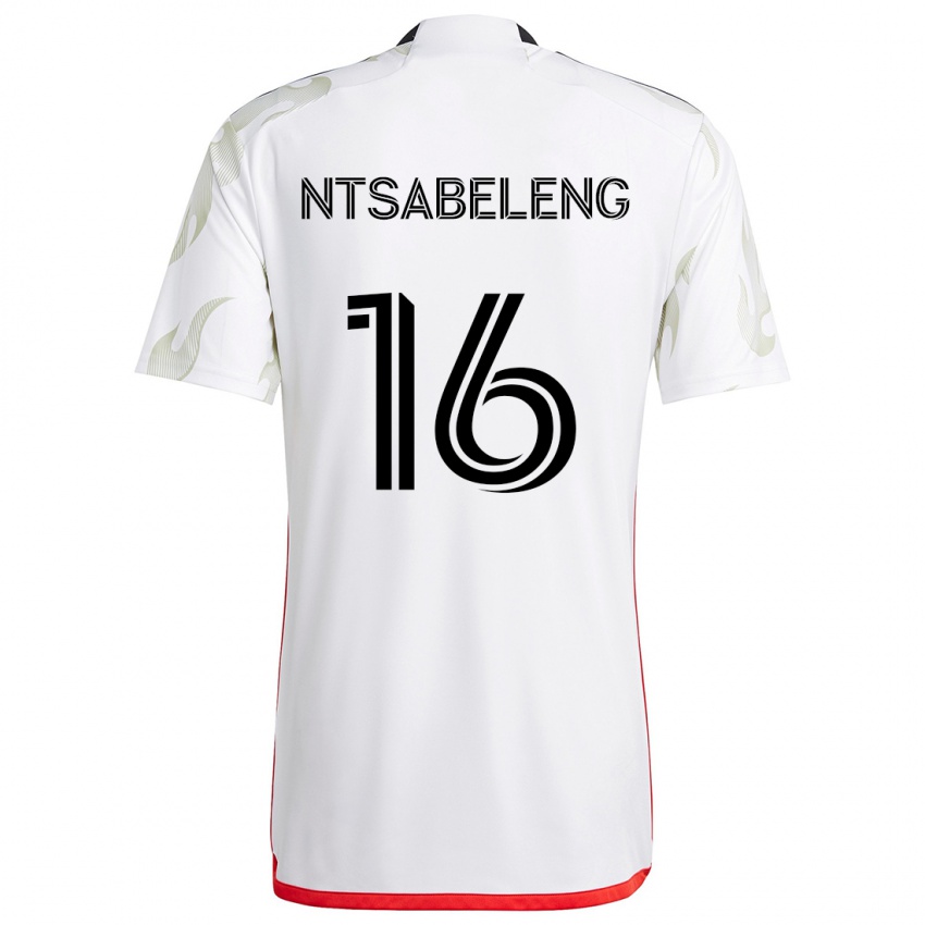 Criança Camisola Tsiki Ntsabeleng #16 Branco Vermelho Preto Alternativa 2024/25 Camisa