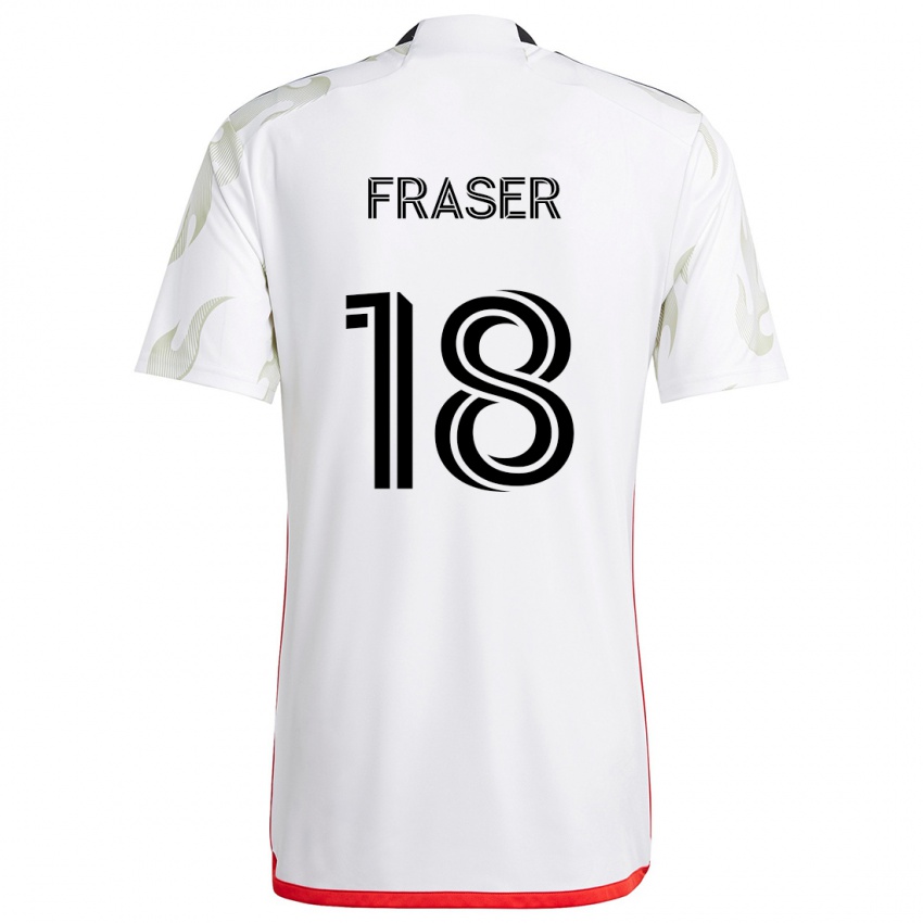 Criança Camisola Liam Fraser #18 Branco Vermelho Preto Alternativa 2024/25 Camisa