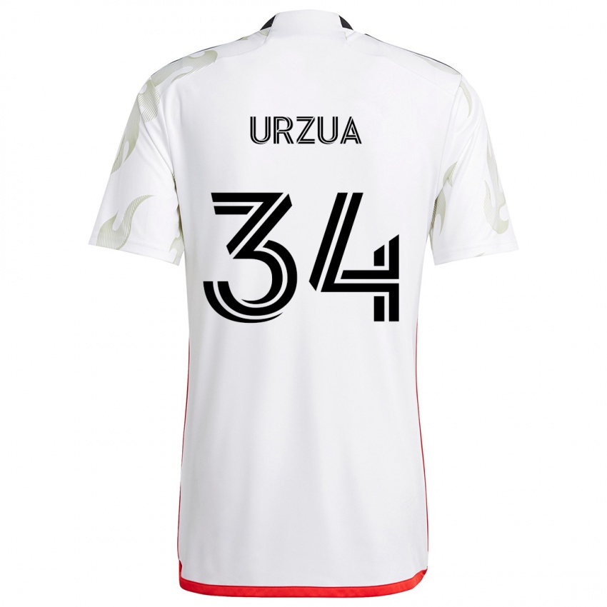 Criança Camisola Alejandro Urzua #34 Branco Vermelho Preto Alternativa 2024/25 Camisa