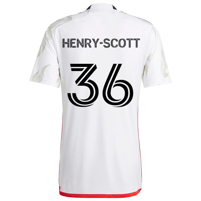 Criança Camisola Malik Henry-Scott #36 Branco Vermelho Preto Alternativa 2024/25 Camisa