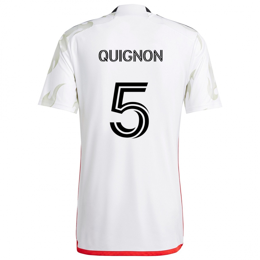 Criança Camisola Facundo Quignón #5 Branco Vermelho Preto Alternativa 2024/25 Camisa