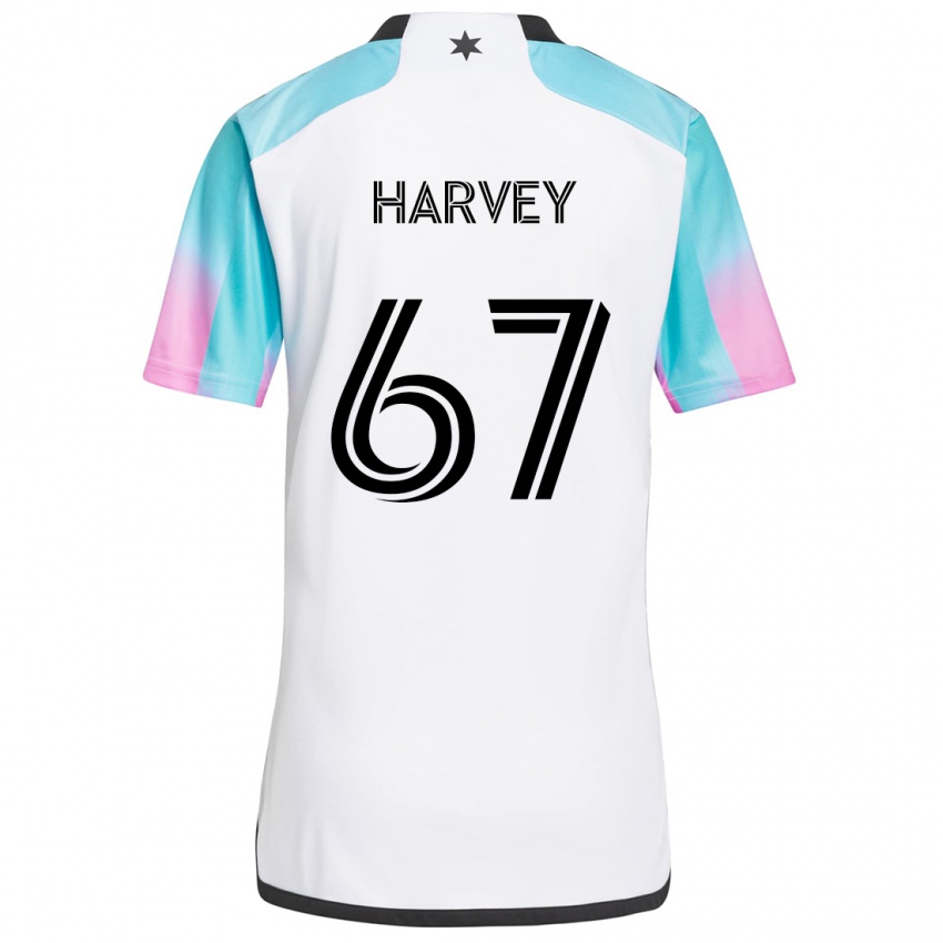 Criança Camisola Carlos Harvey #67 Branco Azul Preto Alternativa 2024/25 Camisa