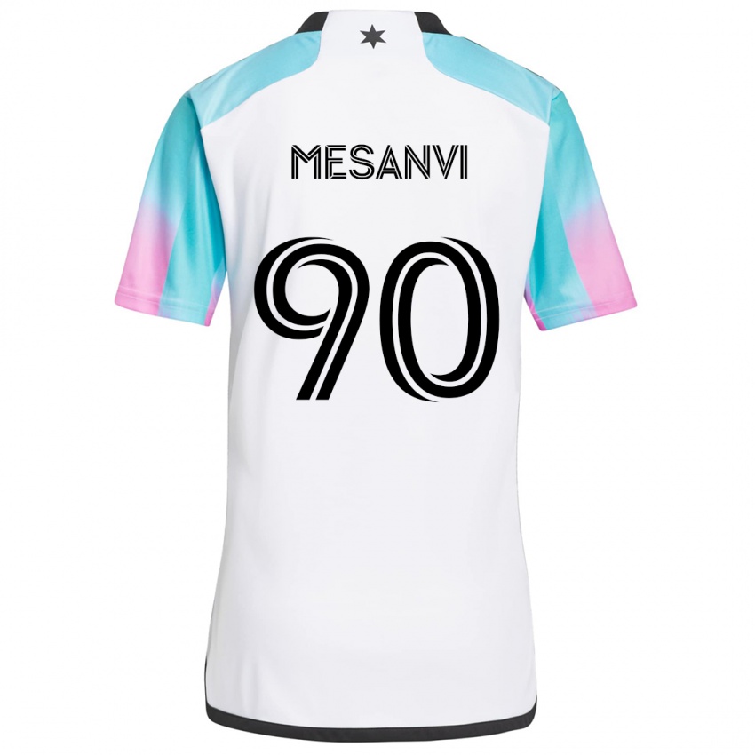 Criança Camisola Loïc Mesanvi #90 Branco Azul Preto Alternativa 2024/25 Camisa