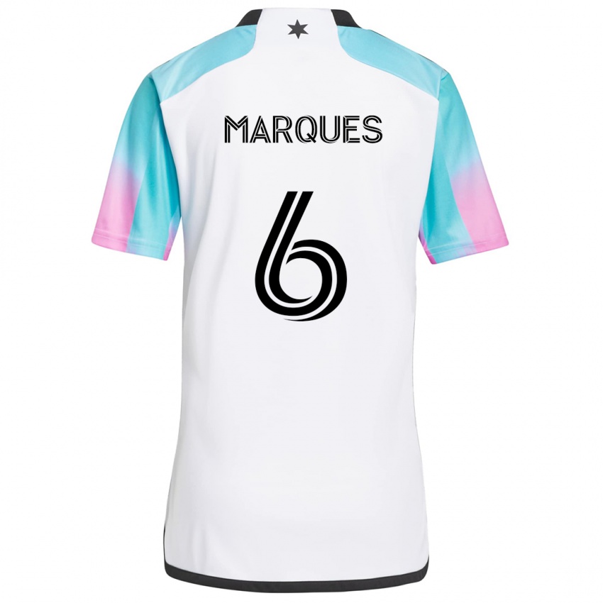 Criança Camisola Mikael Marqués #6 Branco Azul Preto Alternativa 2024/25 Camisa