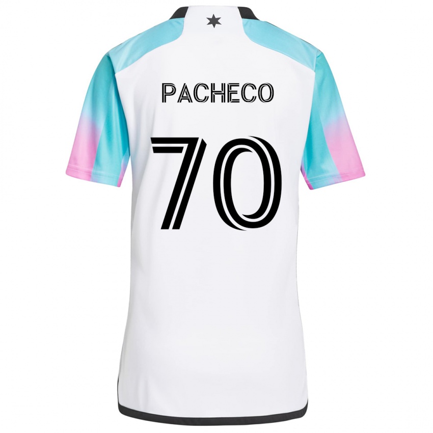 Criança Camisola Diogo Pacheco #70 Branco Azul Preto Alternativa 2024/25 Camisa