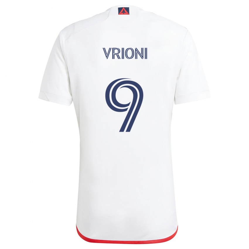 Criança Camisola Giacomo Vrioni #9 Branco Vermelho Alternativa 2024/25 Camisa