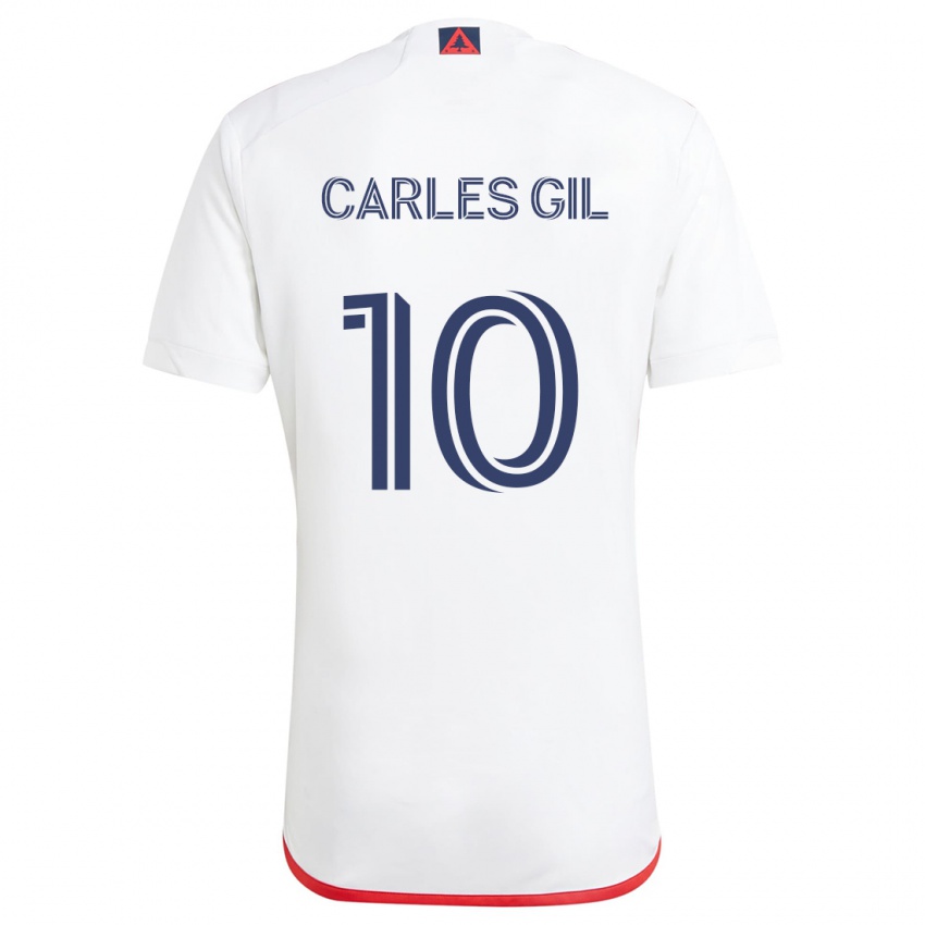 Criança Camisola Carles Gil #10 Branco Vermelho Alternativa 2024/25 Camisa