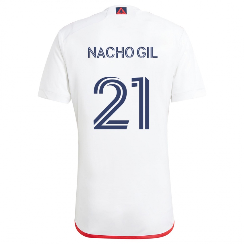 Criança Camisola Nacho Gil #21 Branco Vermelho Alternativa 2024/25 Camisa