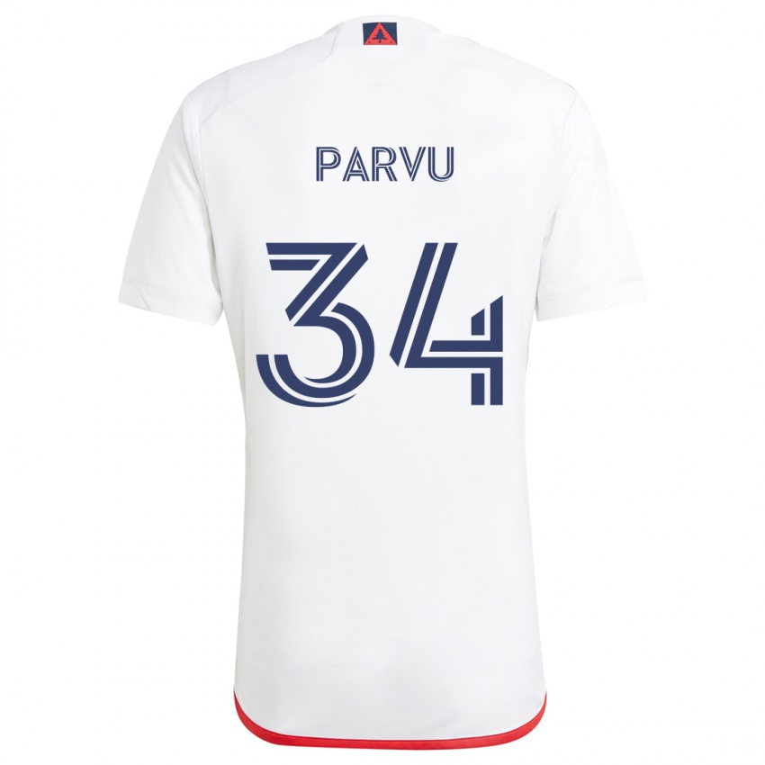 Criança Camisola Alexandru Parvu #34 Branco Vermelho Alternativa 2024/25 Camisa