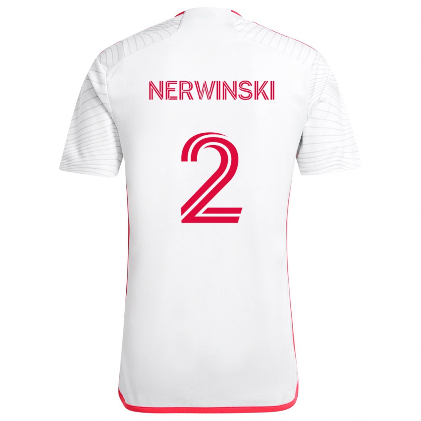 Criança Camisola Jake Nerwinski #2 Branco Vermelho Alternativa 2024/25 Camisa