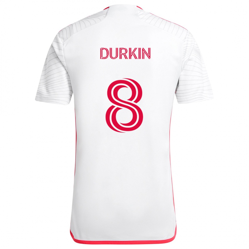 Criança Camisola Chris Durkin #8 Branco Vermelho Alternativa 2024/25 Camisa