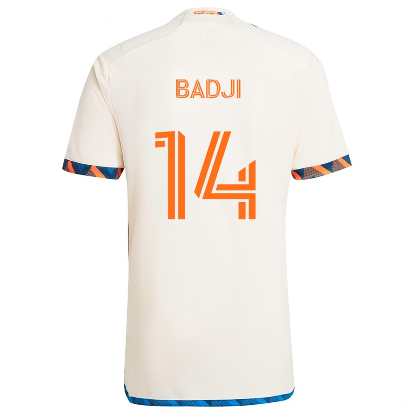 Criança Camisola Dominique Badji #14 Laranja Branco Alternativa 2024/25 Camisa