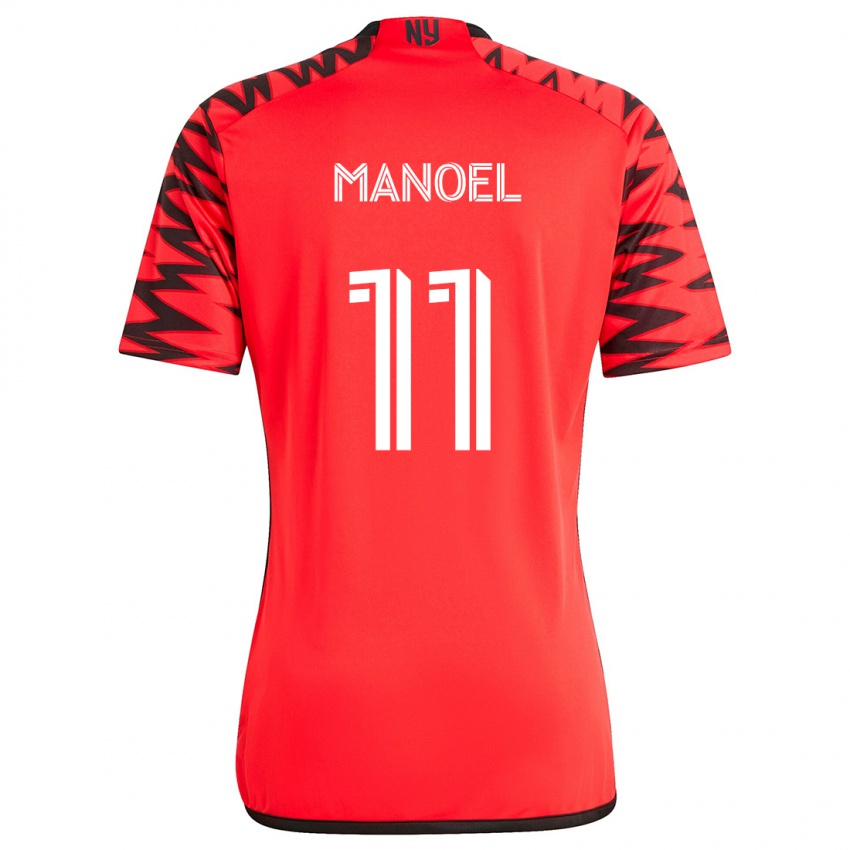 Criança Camisola Elias Manoel #11 Vermelho Preto Branco Alternativa 2024/25 Camisa