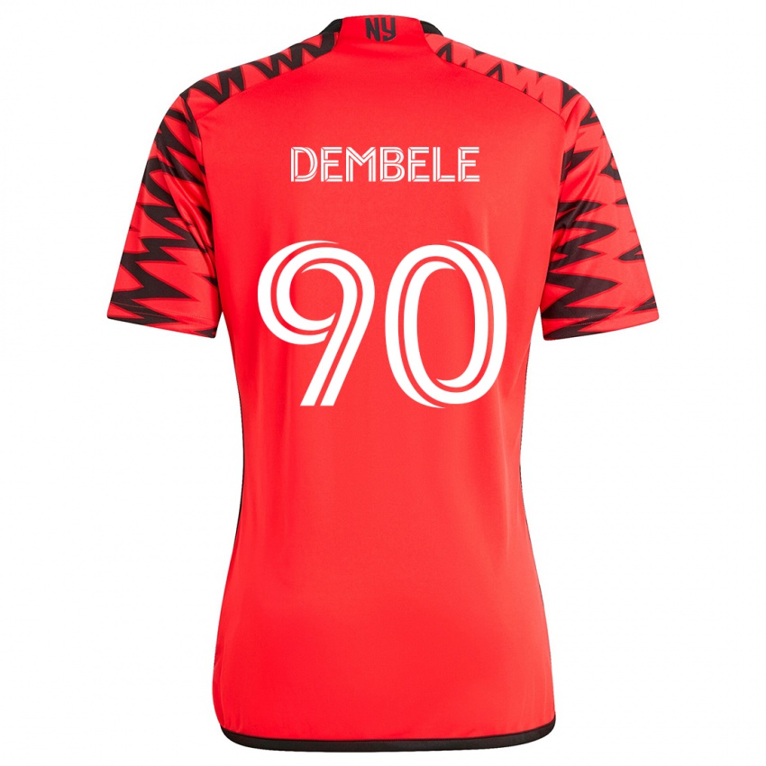 Criança Camisola Malick Dembele #90 Vermelho Preto Branco Alternativa 2024/25 Camisa