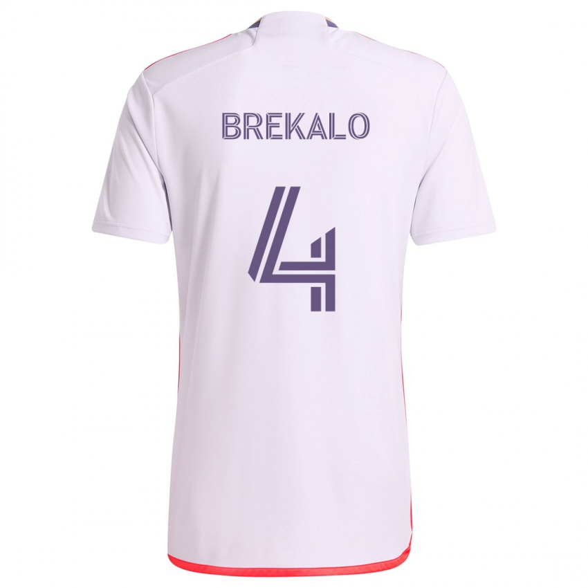 Criança Camisola David Brekalo #4 Branco Vermelho Roxo Alternativa 2024/25 Camisa