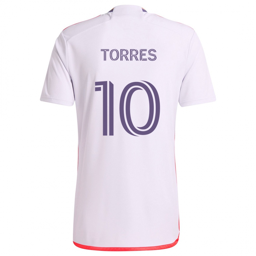 Criança Camisola Facundo Torres #10 Branco Vermelho Roxo Alternativa 2024/25 Camisa