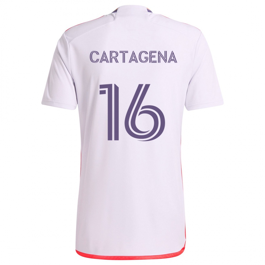 Criança Camisola Wilder Cartagena #16 Branco Vermelho Roxo Alternativa 2024/25 Camisa