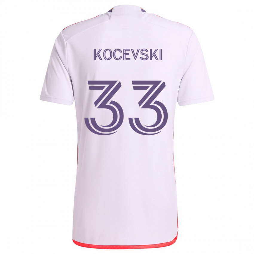 Criança Camisola Jeorgio Kocevski #33 Branco Vermelho Roxo Alternativa 2024/25 Camisa