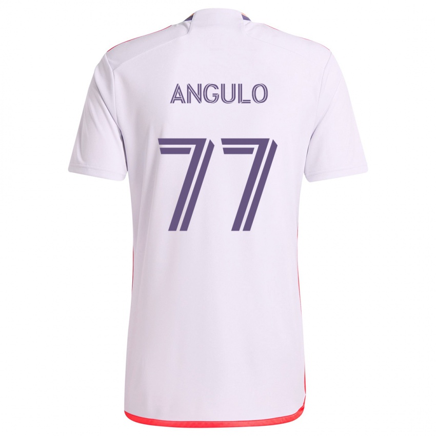 Criança Camisola Iván Angulo #77 Branco Vermelho Roxo Alternativa 2024/25 Camisa