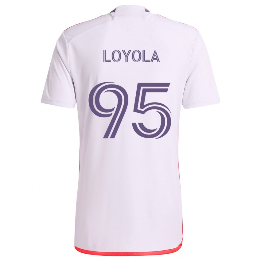 Criança Camisola Favian Loyola #95 Branco Vermelho Roxo Alternativa 2024/25 Camisa