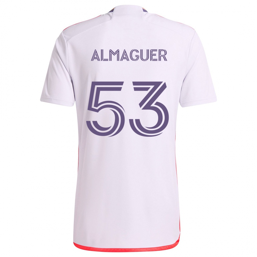 Criança Camisola Jorge Almaguer #53 Branco Vermelho Roxo Alternativa 2024/25 Camisa