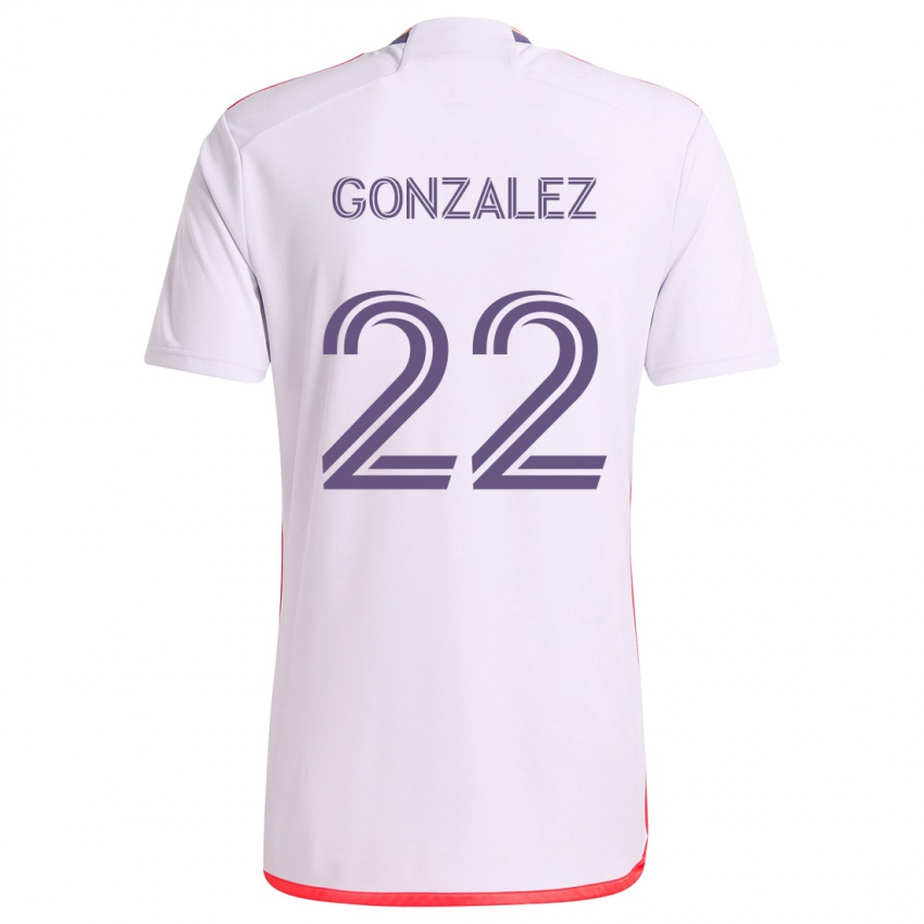 Criança Camisola Gastón González #22 Branco Vermelho Roxo Alternativa 2024/25 Camisa