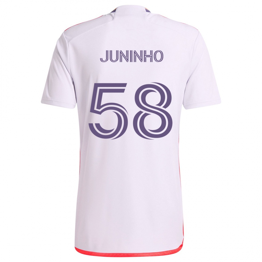 Criança Camisola Juninho #58 Branco Vermelho Roxo Alternativa 2024/25 Camisa