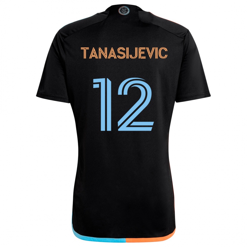 Criança Camisola Strahinja Tanasijevic #12 Preto Laranja Azul Alternativa 2024/25 Camisa