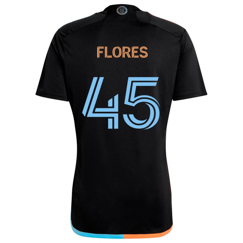 Criança Camisola Brian Flores #45 Preto Laranja Azul Alternativa 2024/25 Camisa