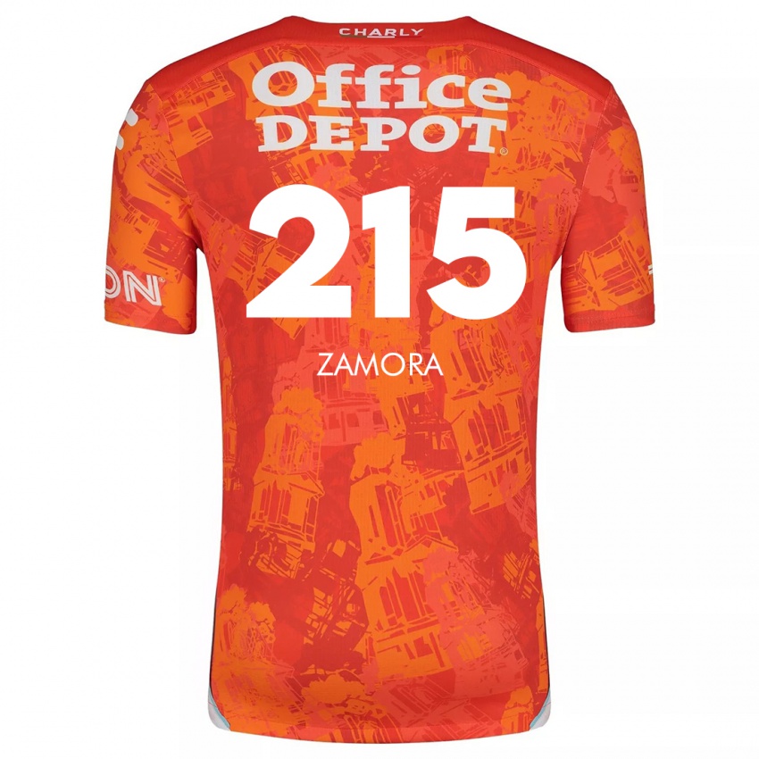 Criança Camisola Yahir Zamora #215 Laranja Branco Alternativa 2024/25 Camisa