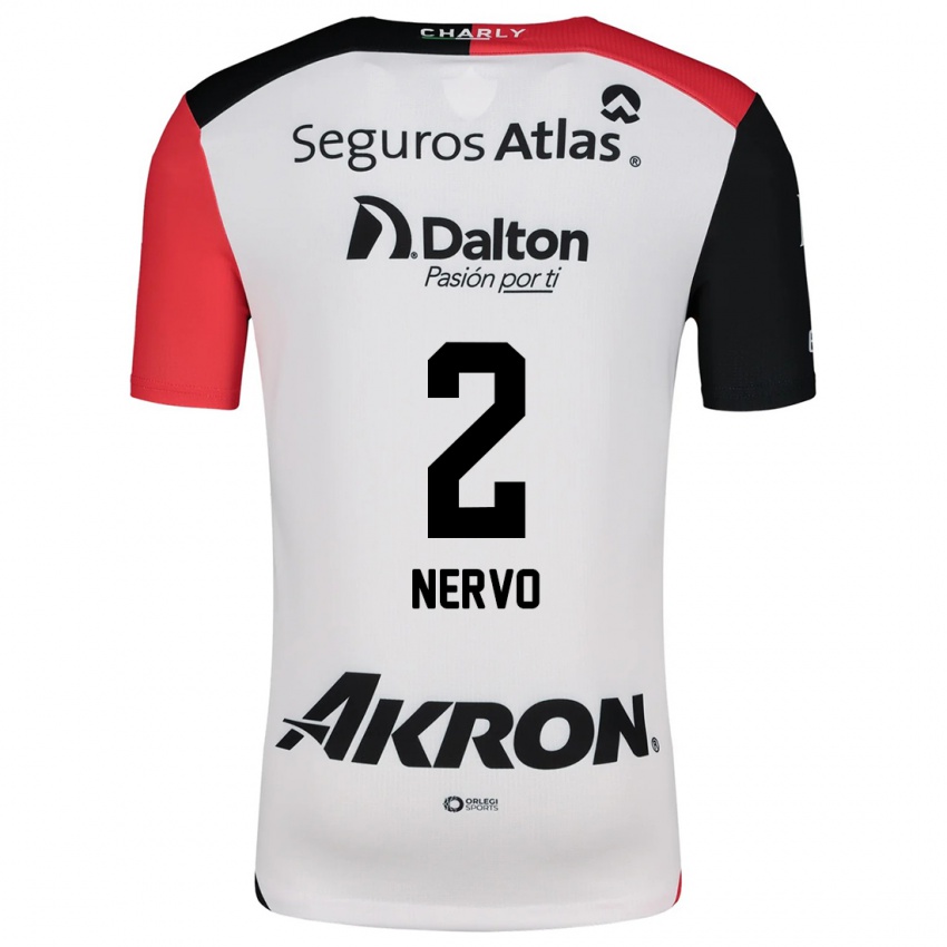 Criança Camisola Hugo Nervo #2 Branco Vermelho Preto Alternativa 2024/25 Camisa