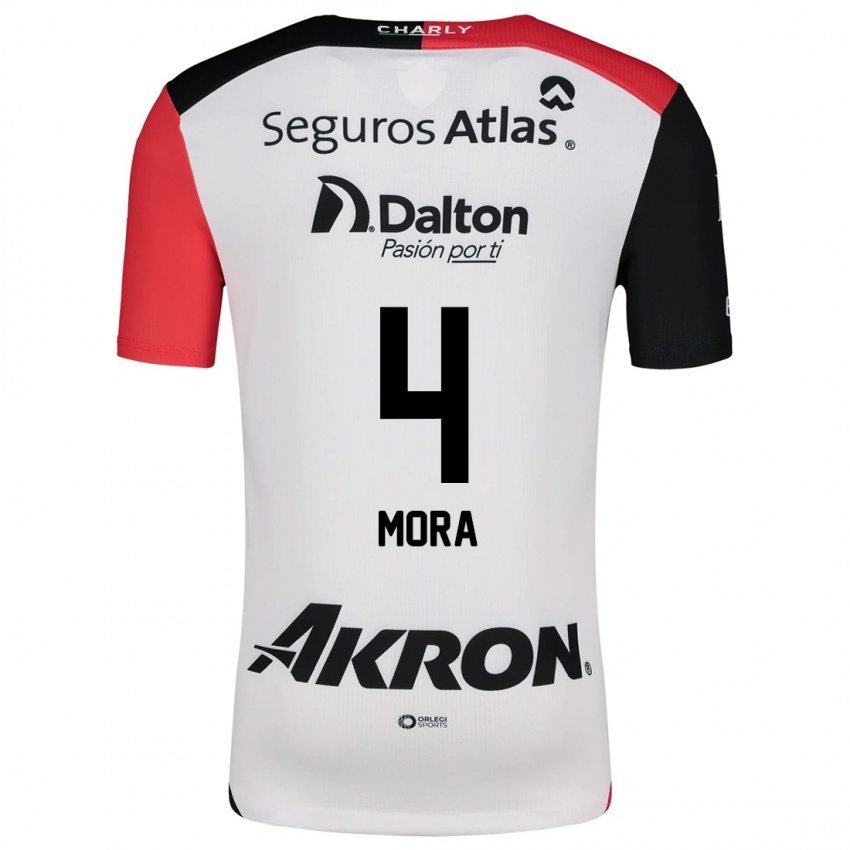 Criança Camisola Adrián Mora #4 Branco Vermelho Preto Alternativa 2024/25 Camisa