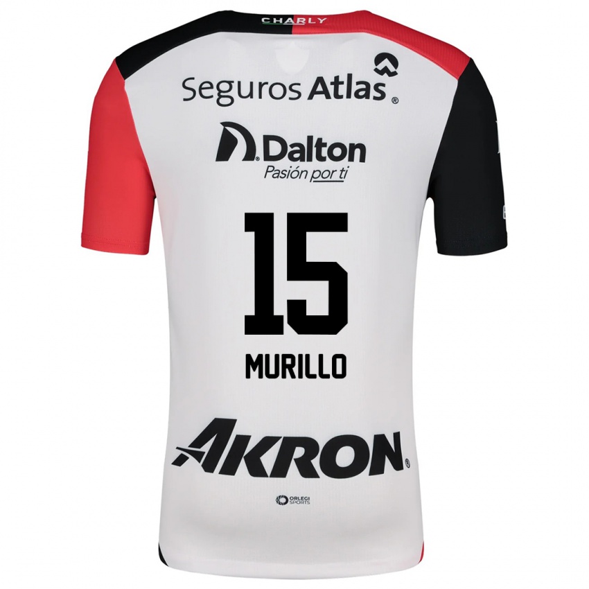 Criança Camisola Jhon Murillo #15 Branco Vermelho Preto Alternativa 2024/25 Camisa