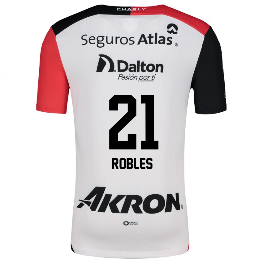 Criança Camisola Carlos Robles #21 Branco Vermelho Preto Alternativa 2024/25 Camisa