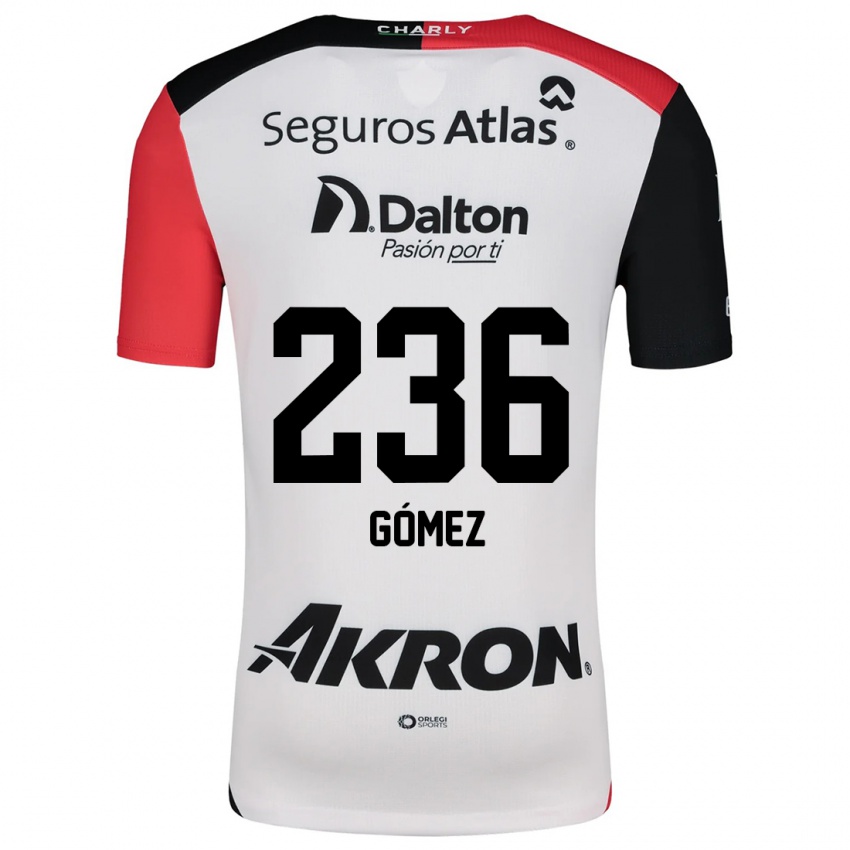 Criança Camisola José Gómez #236 Branco Vermelho Preto Alternativa 2024/25 Camisa