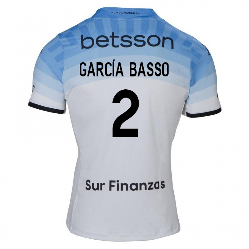 Criança Camisola Agustín García Basso #2 Branco Azul Preto Alternativa 2024/25 Camisa