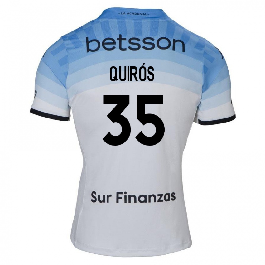 Criança Camisola Santiago Quirós #35 Branco Azul Preto Alternativa 2024/25 Camisa