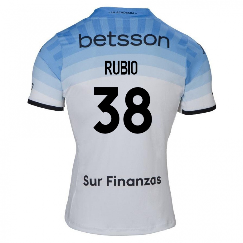 Criança Camisola Tobías Rubio #38 Branco Azul Preto Alternativa 2024/25 Camisa