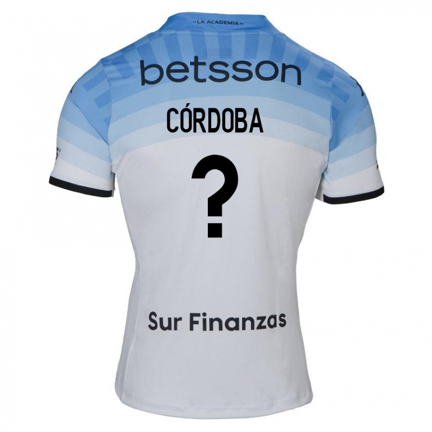 Criança Camisola Gonzalo Córdoba #0 Branco Azul Preto Alternativa 2024/25 Camisa