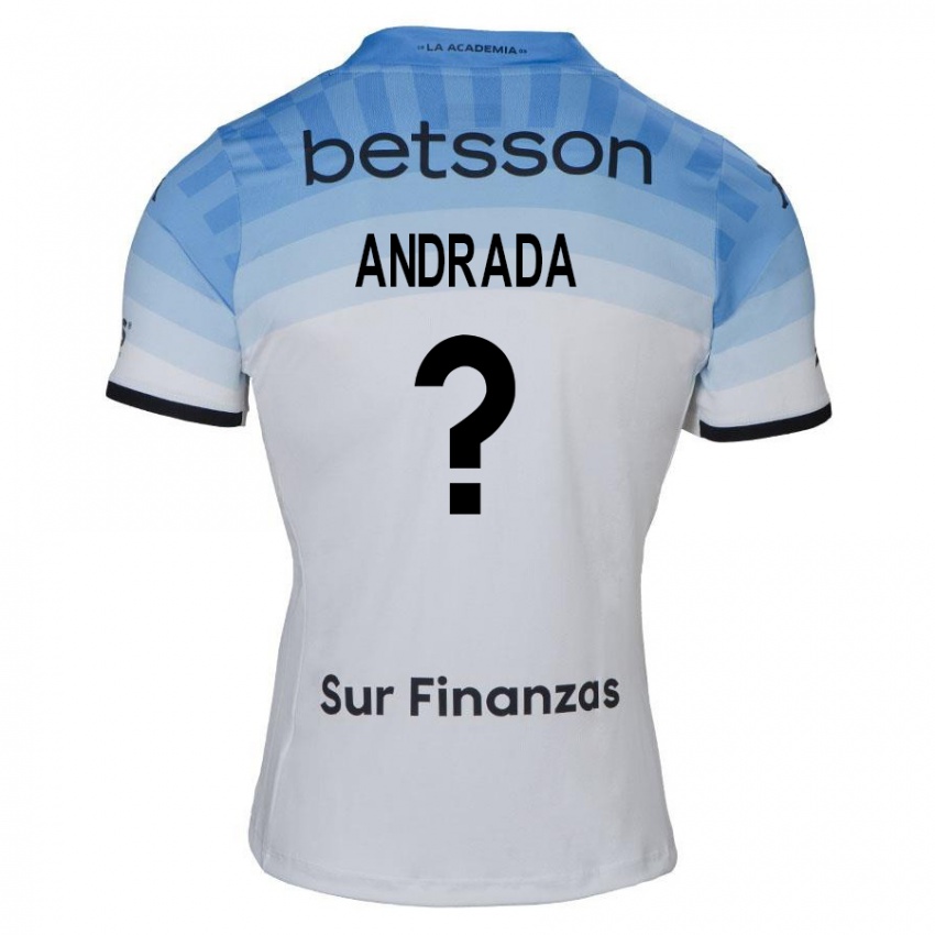 Criança Camisola Luca Andrada #0 Branco Azul Preto Alternativa 2024/25 Camisa